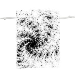 Fractal Black Spiral On White Lightweight Drawstring Pouch (xl) by Amaryn4rt