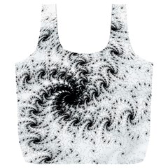 Fractal Black Spiral On White Full Print Recycle Bag (xxl) by Amaryn4rt