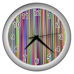 Striped-stripes-abstract-geometric Wall Clock (silver) by Amaryn4rt