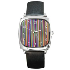 Striped-stripes-abstract-geometric Square Metal Watch by Amaryn4rt