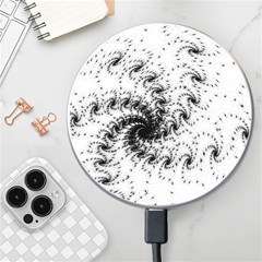 Fractal Black Spiral On White Wireless Fast Charger(white) by Amaryn4rt