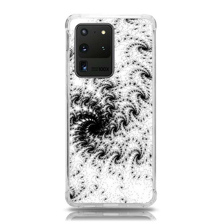 Fractal Black Spiral On White Samsung Galaxy S20 Ultra 6.9 Inch TPU UV Case