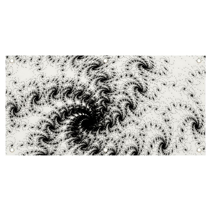 Fractal Black Spiral On White Banner and Sign 4  x 2 