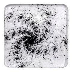 Fractal Black Spiral On White Square Glass Fridge Magnet (4 Pack) by Amaryn4rt