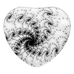 Fractal Black Spiral On White Heart Glass Fridge Magnet (4 Pack) by Amaryn4rt