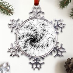 Fractal Black Spiral On White Metal Large Snowflake Ornament by Amaryn4rt