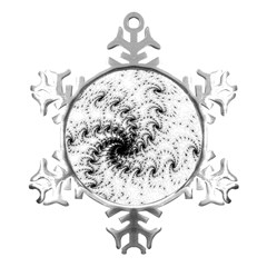 Fractal Black Spiral On White Metal Small Snowflake Ornament by Amaryn4rt