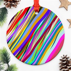 Multi-color Tangled Ribbons Background Wallpaper Round Ornament (two Sides) by Amaryn4rt