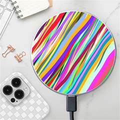 Multi-color Tangled Ribbons Background Wallpaper Wireless Fast Charger(white) by Amaryn4rt