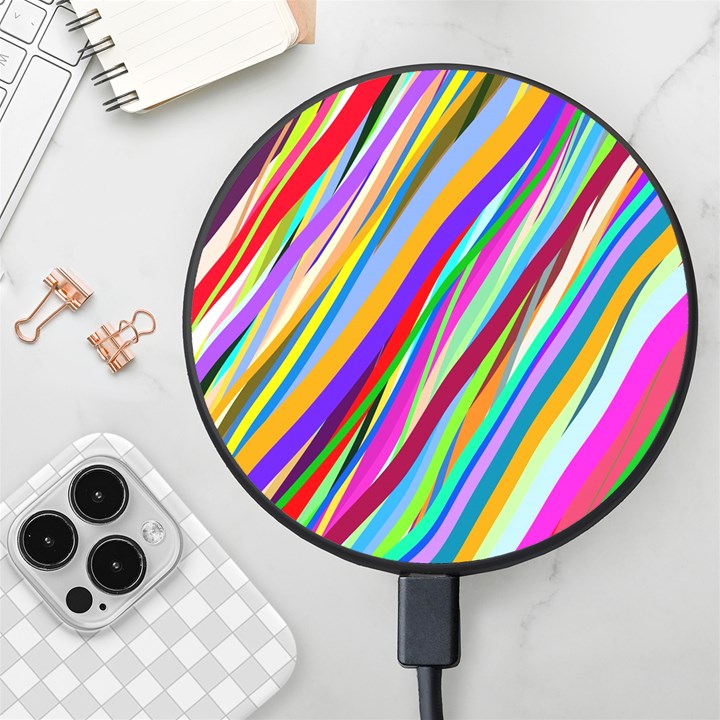 Multi-color Tangled Ribbons Background Wallpaper Wireless Fast Charger(Black)