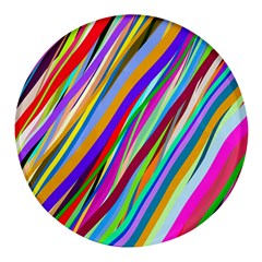 Multi-color Tangled Ribbons Background Wallpaper Round Glass Fridge Magnet (4 Pack) by Amaryn4rt