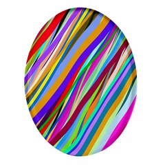 Multi-color Tangled Ribbons Background Wallpaper Oval Glass Fridge Magnet (4 Pack) by Amaryn4rt