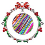 Multi-color Tangled Ribbons Background Wallpaper Metal X mas Wreath Ribbon Ornament Front