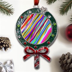 Multi-color Tangled Ribbons Background Wallpaper Metal X mas Lollipop With Crystal Ornament by Amaryn4rt