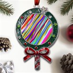 Multi-color Tangled Ribbons Background Wallpaper Metal X Mas Lollipop with Crystal Ornament Front