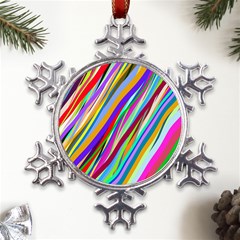 Multi-color Tangled Ribbons Background Wallpaper Metal Large Snowflake Ornament by Amaryn4rt