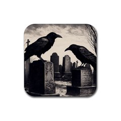 Crows In Graveyard Rubber Coaster (square)