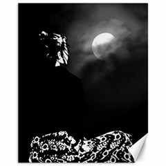 Moonlit Meditation: Black And White Illustration Canvas 11  X 14  by dflcprintsclothing