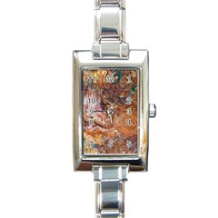 Brown Bronze Blend Rectangle Italian Charm Watch by kaleidomarblingart