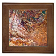 Brown Bronze Blend Framed Tile by kaleidomarblingart