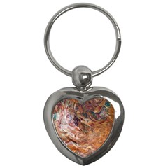 Brown Bronze Blend Key Chain (heart) by kaleidomarblingart