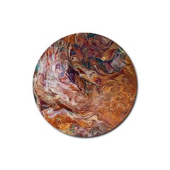 Brown Bronze Blend Rubber Coaster (round) by kaleidomarblingart