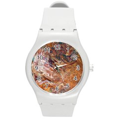 Brown Bronze Blend Round Plastic Sport Watch (m) by kaleidomarblingart