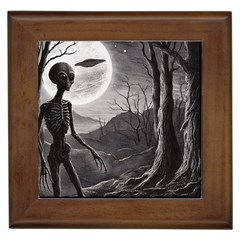 Space Alien With Ufos Framed Tile by Malvagia