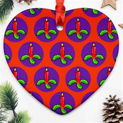 Christmas Candles Seamless Pattern Ornament (heart)