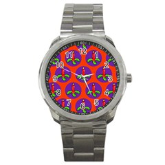 Christmas Candles Seamless Pattern Sport Metal Watch by Amaryn4rt