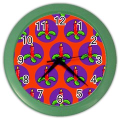 Christmas Candles Seamless Pattern Color Wall Clock by Amaryn4rt