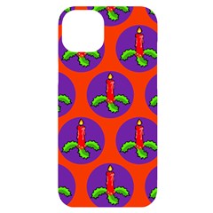 Christmas Candles Seamless Pattern Iphone 14 Plus Black Uv Print Case