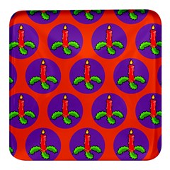 Christmas Candles Seamless Pattern Square Glass Fridge Magnet (4 Pack) by Amaryn4rt