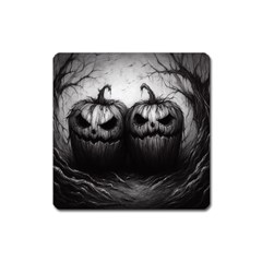 Spooky Halloween Jack O lantern Square Magnet by Malvagia