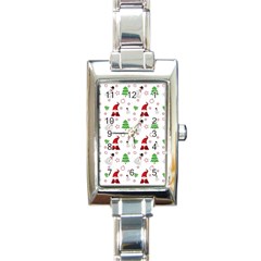 Santa Claus Snowman Christmas Xmas Rectangle Italian Charm Watch by Amaryn4rt