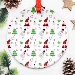 Santa Claus Snowman Christmas Xmas Ornament (round) by Amaryn4rt