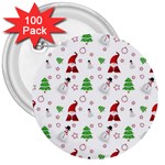 Santa Claus Snowman Christmas Xmas 3  Buttons (100 pack)  Front