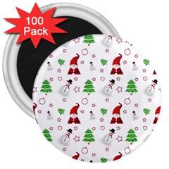 Santa Claus Snowman Christmas Xmas 3  Magnets (100 Pack) by Amaryn4rt