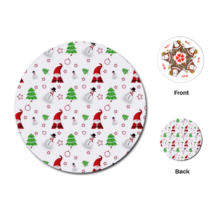 Santa Claus Snowman Christmas Xmas Playing Cards Single Design (Round)