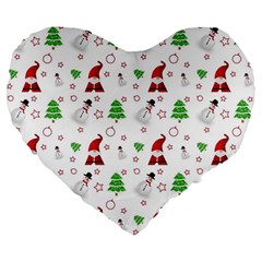 Santa Claus Snowman Christmas Xmas Large 19  Premium Heart Shape Cushions by Amaryn4rt