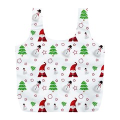 Santa Claus Snowman Christmas Xmas Full Print Recycle Bag (l) by Amaryn4rt