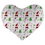 Santa Claus Snowman Christmas Xmas Large 19  Premium Flano Heart Shape Cushions Back