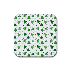 Christmas Trees Pattern Design Pattern Rubber Coaster (square) by Amaryn4rt