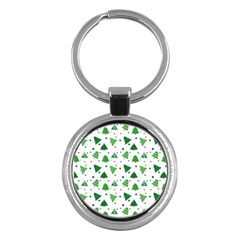 Christmas Trees Pattern Design Pattern Key Chain (round) by Amaryn4rt