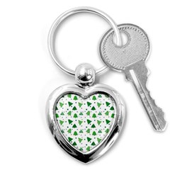 Christmas Trees Pattern Design Pattern Key Chain (heart) by Amaryn4rt