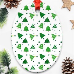 Christmas Trees Pattern Design Pattern Oval Ornament (two Sides) by Amaryn4rt