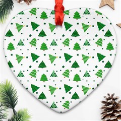 Christmas Trees Pattern Design Pattern Heart Ornament (two Sides) by Amaryn4rt