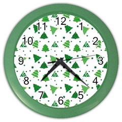 Christmas Trees Pattern Design Pattern Color Wall Clock