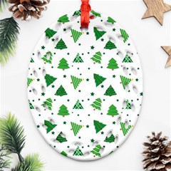 Christmas Trees Pattern Design Pattern Ornament (oval Filigree)