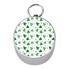 Christmas Trees Pattern Design Pattern Mini Silver Compasses by Amaryn4rt